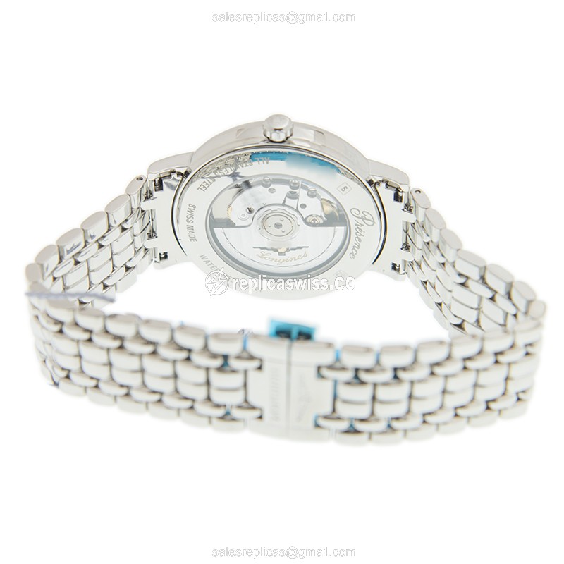 Longines Presence Replica - Automatic | Stainless Steel | Black Dial | Silver Steel Strap - View 4