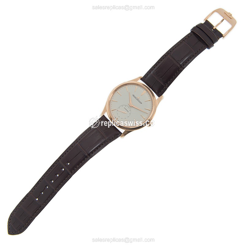 Jaeger-Lecoultre Q1212510 Replica - Ultra Thin - Automatic - 18kt Rose Gold - White Dial - Brown Alligator Strap - View 2