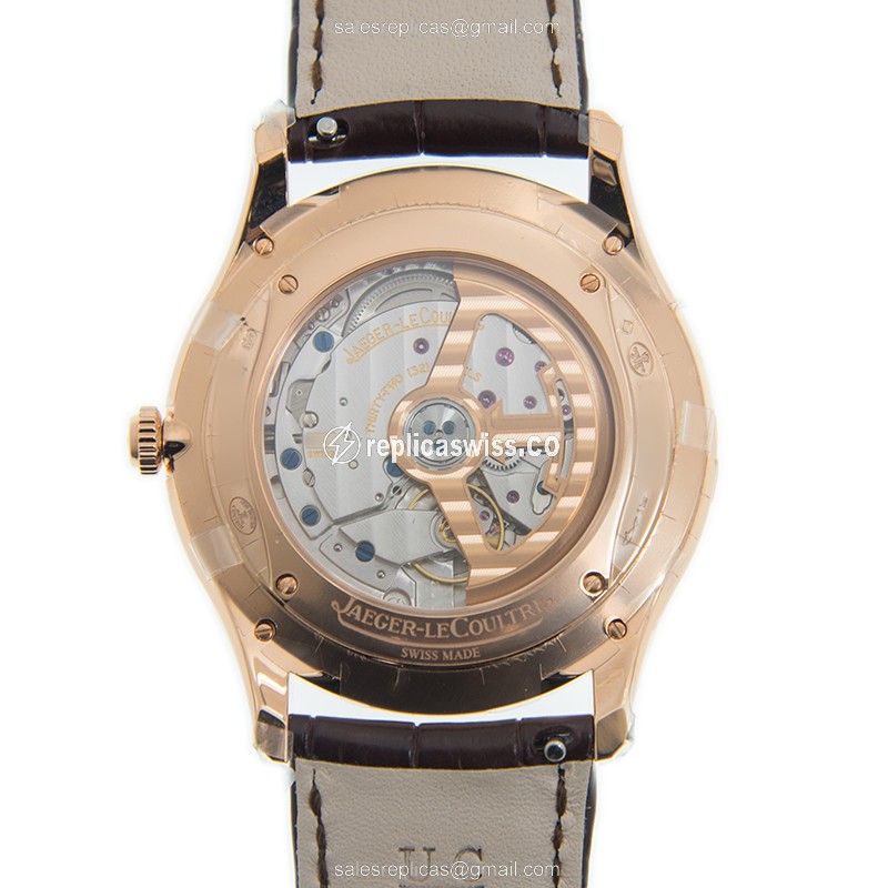 Jaeger-Lecoultre Q1212510 Replica - Ultra Thin - Automatic - 18kt Rose Gold - White Dial - Brown Alligator Strap - View 3