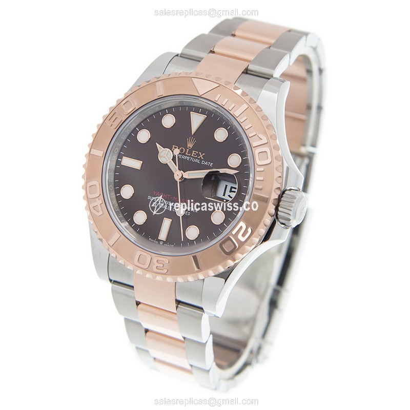 Rolex Yacht Master Replica - Automatic - Rose Gold & Steel - Brown Dial - View 3