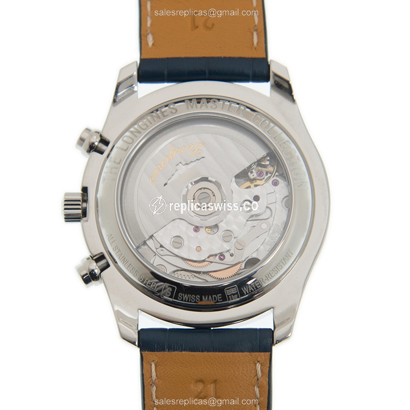 Longines Master Automatic - Steel Case - Blue Dial - Alligator Blue Strap - View 3