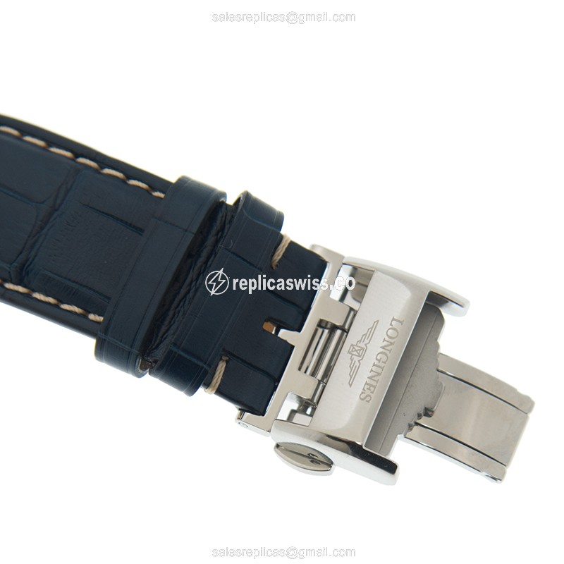 Longines Master Automatic - Steel Case - Blue Dial - Alligator Blue Strap - View 4