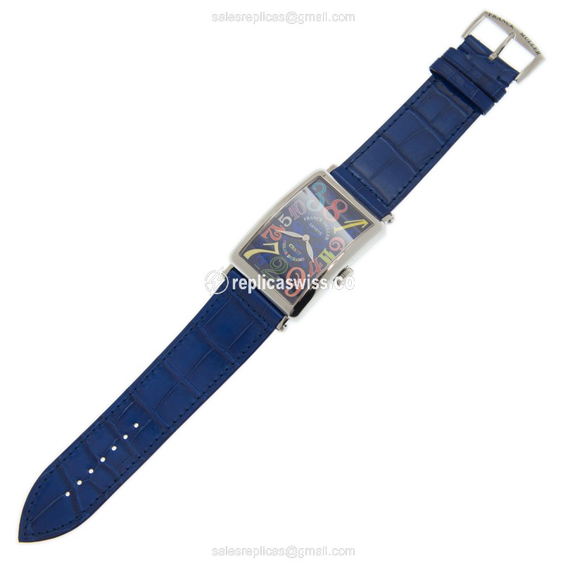 Franck Muller 1200 CH COL DRM AC - BL Ladies - Quartz | Steel Case | Blue Dial | Leather Strap - View 2