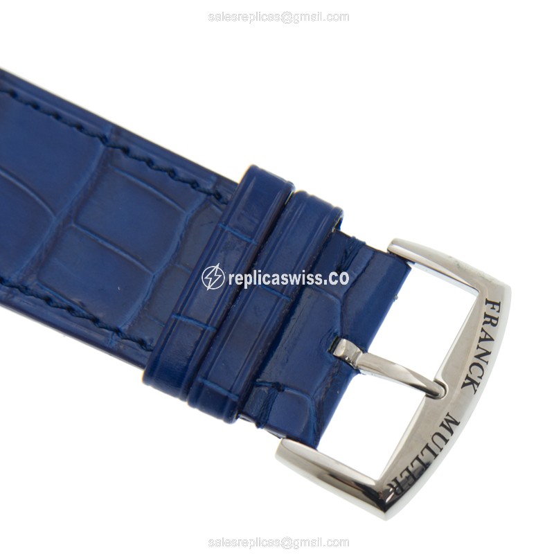 Franck Muller 1200 CH COL DRM AC - BL Ladies - Quartz | Steel Case | Blue Dial | Leather Strap - View 4