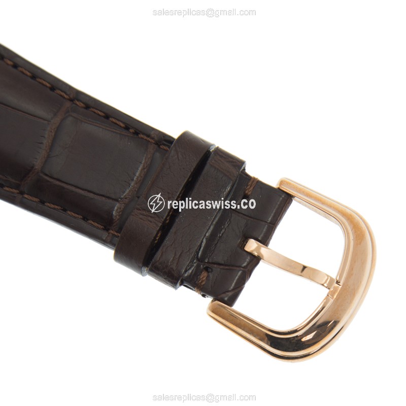 Franck Muller 9880 Curvex - Manual - 18kt Rose Gold - Skull Dial - Brown Leather - Clasp - View 4