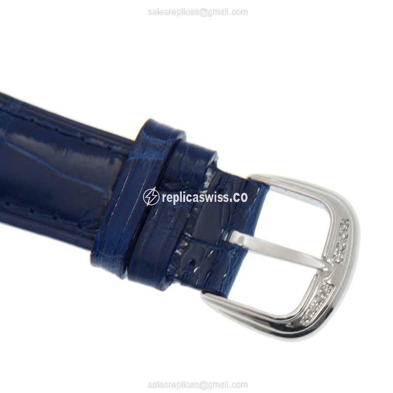 Franck Muller DM42 Replica - Automatic - 18kt White Gold - Blue Alligator - Diamond Silver Dial - View 4