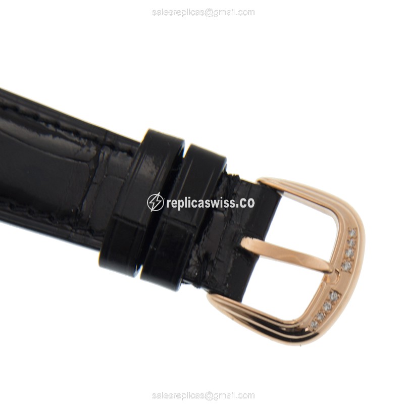 Franck Muller DM 42 D 1R CD 5N Replica - Automatic - 18kt Rose Gold Case - Diamond Dial - Black Alligator Strap - View 4