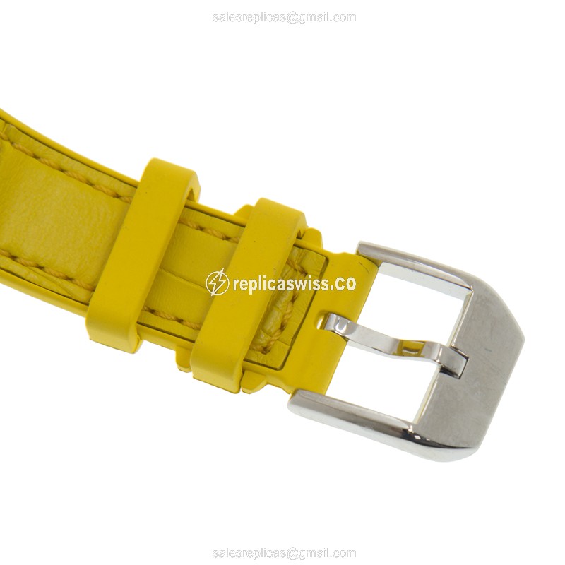 Franck Muller V32SCATFO - Automatic - Stainless Steel - White Dial - Yellow Leather Strap - View 4