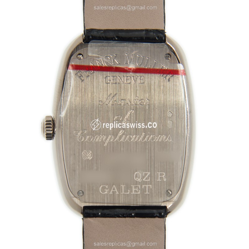 Franck Muller 3002 L QZ R GALET Quartz - 18kt White Gold - Silver Dial - Leather Black Strap - Buckle Clasp - View 3