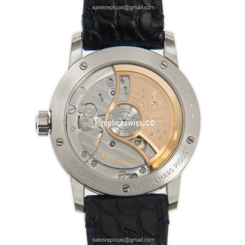 Audemars Piguet 15210BC.OO.A321CR.01 - Automatic 18kt Gold - Blue Dial - Blue Leather Strap - View 3