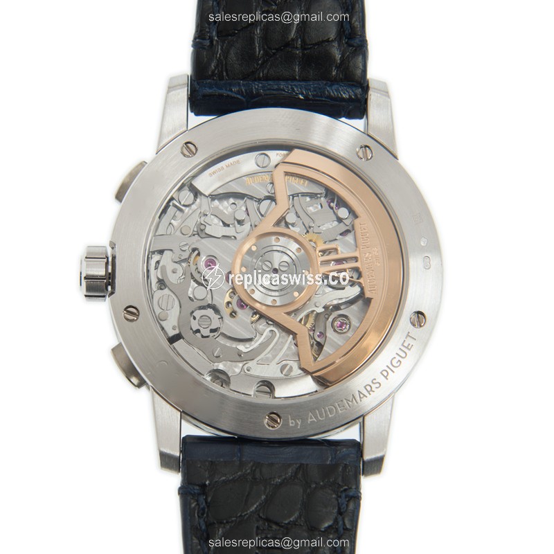 Audemars Piguet 11.59 Replica - Automatic - 18kt White Gold - Blue Dial & Leather Strap - View 3