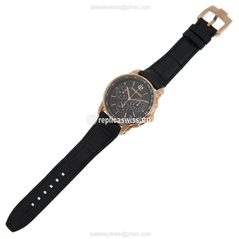 Audemars Piguet 26393OR.OO.A002CR.01 - Automatic 18kt Rose Gold - Black Dial, Leather Strap - Buckle Clasp - View 2