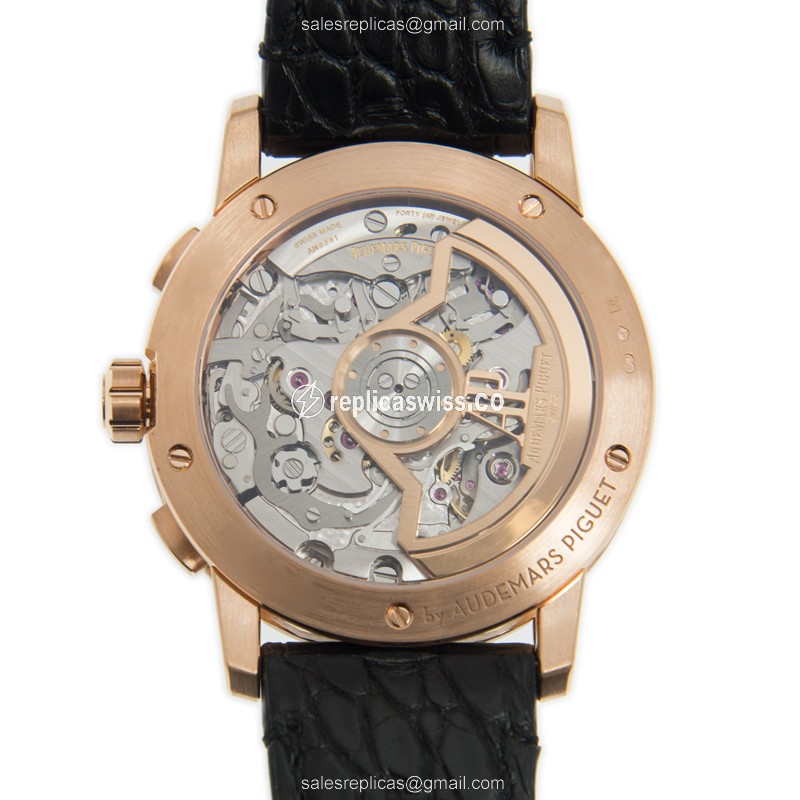 Audemars Piguet 26393OR.OO.A002CR.01 - Automatic 18kt Rose Gold - Black Dial, Leather Strap - Buckle Clasp - View 3