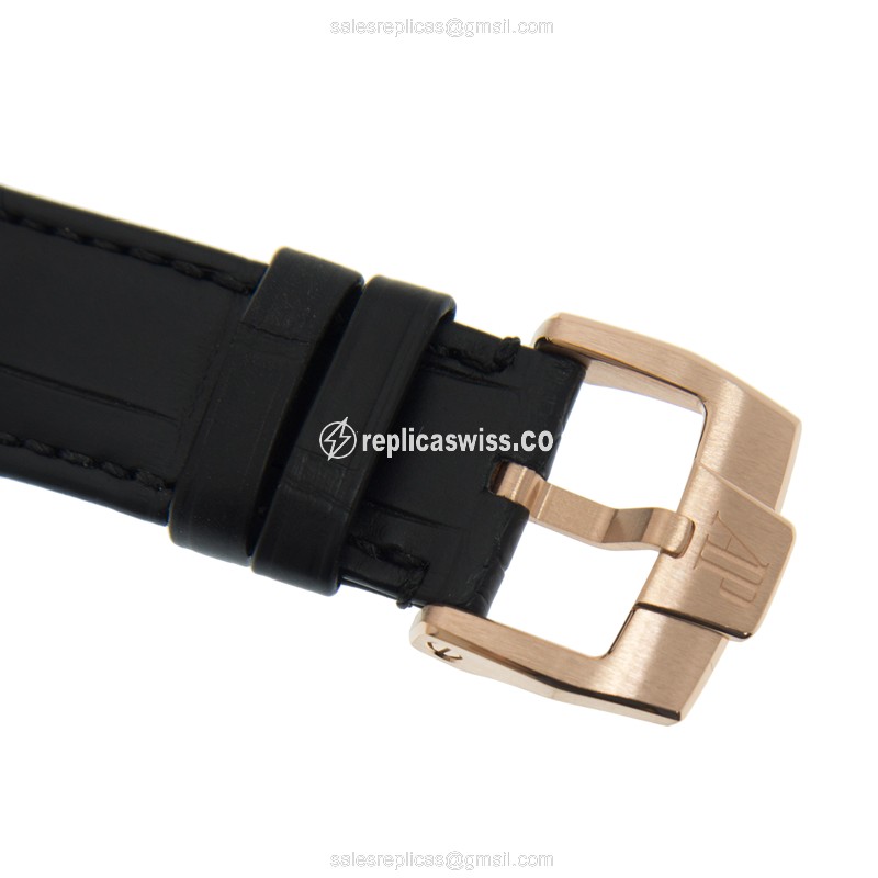 Audemars Piguet 26393OR.OO.A002CR.01 - Automatic 18kt Rose Gold - Black Dial, Leather Strap - Buckle Clasp - View 4