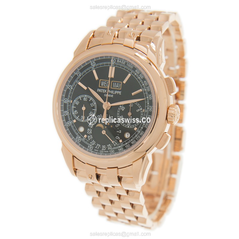 Patek Philippe 5270/1R-001 Grand Complications - Manual - 18kt Rose Gold - Black Dial - Gold Clasp - View 2