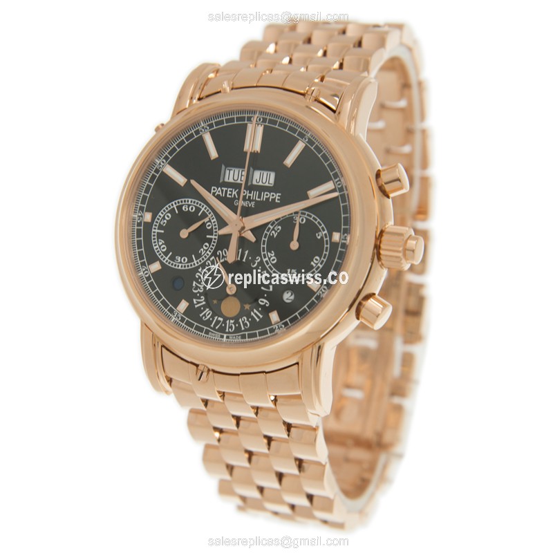 Patek Philippe 5204-1R-001 - Manual Wind - 18kt Rose Gold - Black Dial - Gold Clasp - View 2