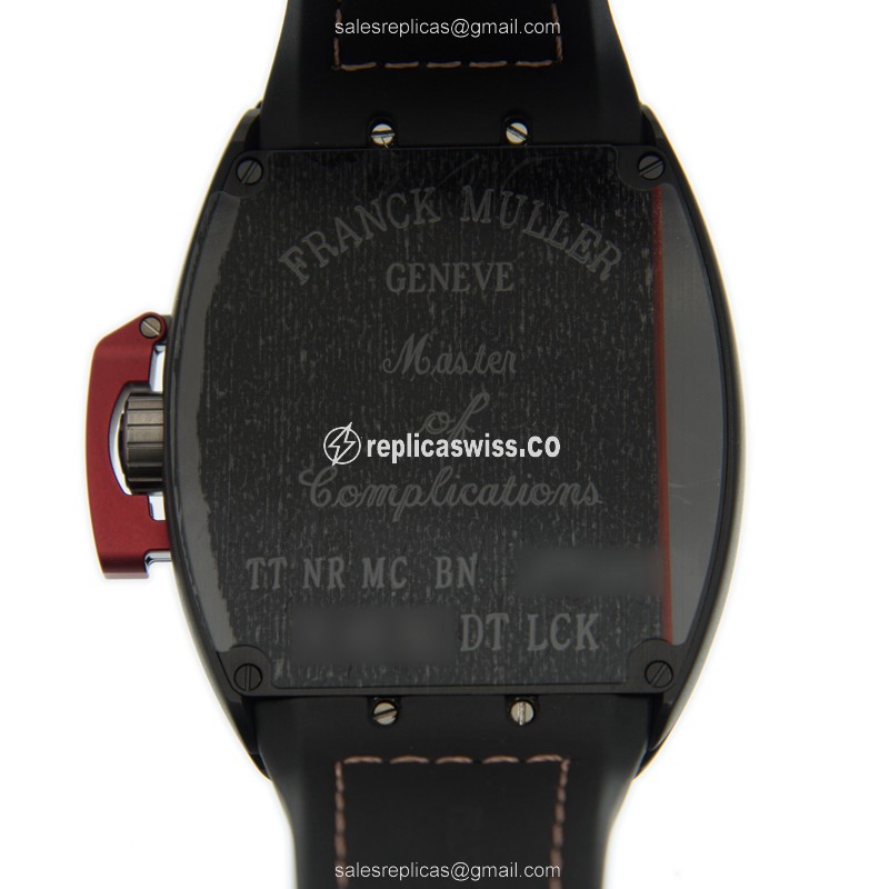 Franck Muller V45 SC DT LCK Vanguard - Auto - Black Dial - Leather Strap - Clasp - View 3