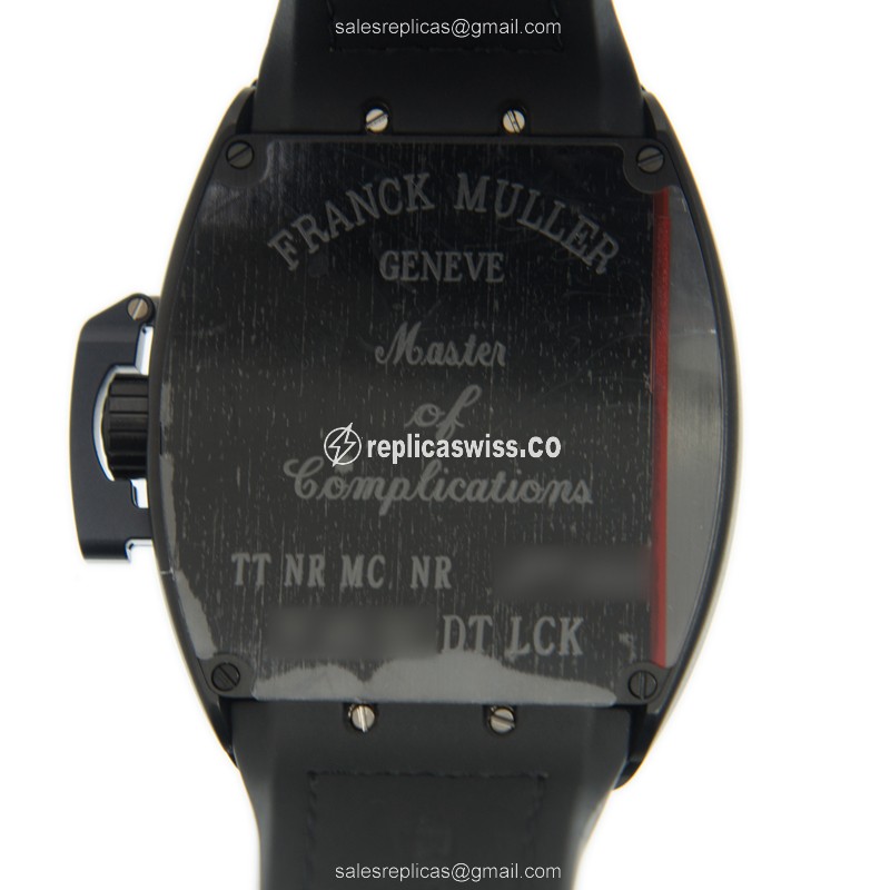 Franck Muller V 45 SC DT LCK Vanguard - Automatic - Steel Case, Black Dial, Leather Strap - View 3