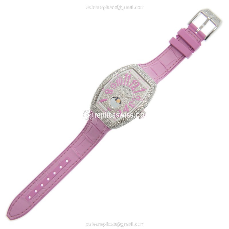 Franck Muller V32 SC AT FO L D CD Vanguard Replica - Automatic - Stainless Steel, Diamond Dial on Leather strap - View 2