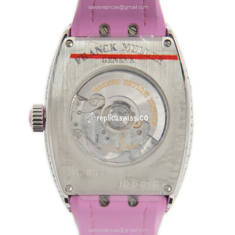 Franck Muller V32 SC AT FO L D CD Vanguard Replica - Automatic - Stainless Steel, Diamond Dial on Leather strap - View 3