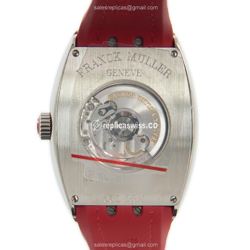 Franck Muller V35 SC AT FO COL DRM - Automatic - Stainless Steel - White Dial - Red Leather Strap - View 3