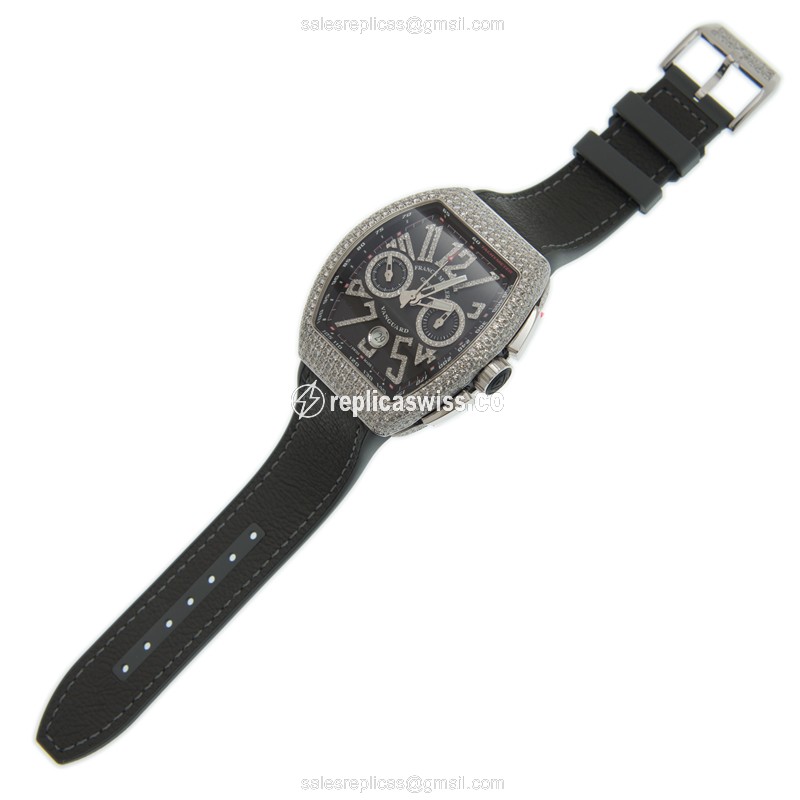 Franck Muller V 45 CC DT D NBR CD AC.NR Vanguard Replica - Automatic - Diamond Case - Gray Dial - View 2