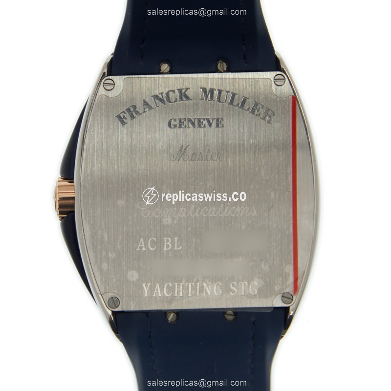 Franck Muller V45 SC DT YACHTING STG AC.BL Vanguard - Auto - Blue Steel Case - Blue Leather Strap - View 3