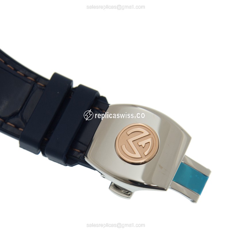 Franck Muller V45 SC DT YACHTING STG AC.BL Vanguard - Auto - Blue Steel Case - Blue Leather Strap - View 4