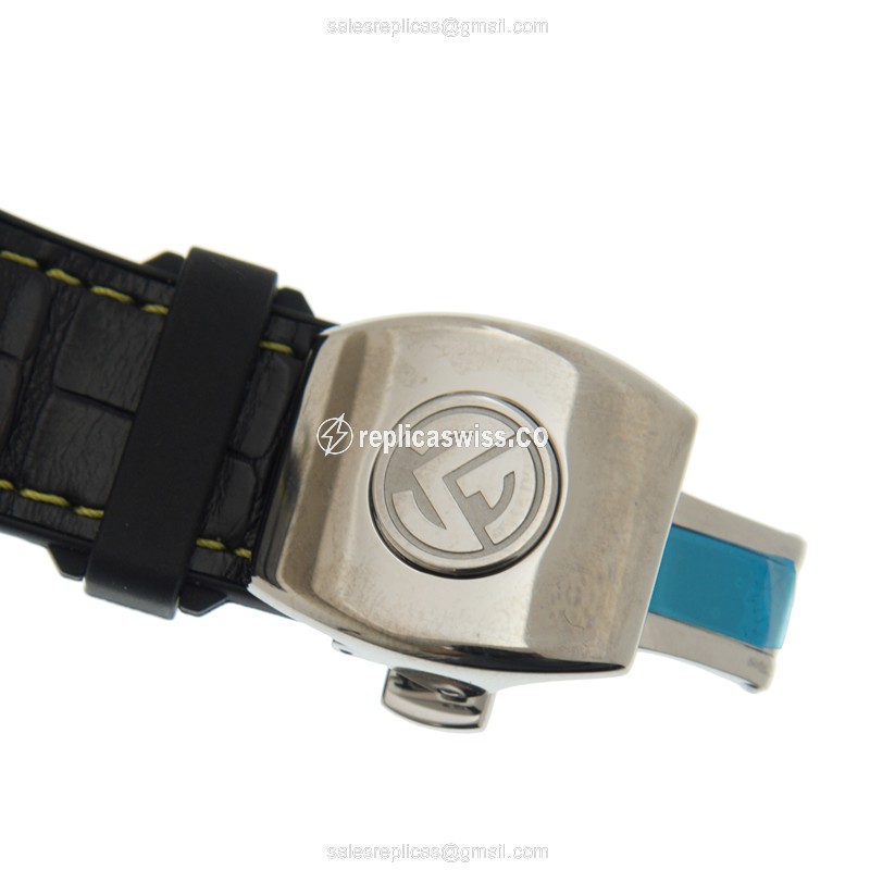 Franck Muller V45 MB SC DT AC.JA Vanguard - Auto - Steel Case - Gray Dial - Black Leather Strap - View 4