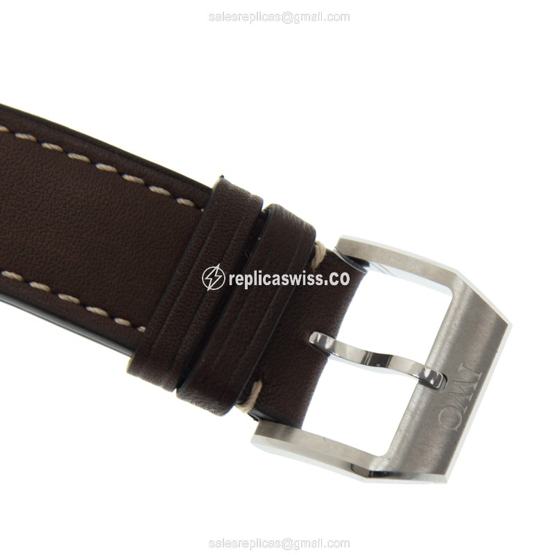 IWC PILOTS Replica - Automatic - Stainless Steel - Black Dial - Brown Cowhide - Buckle Clasp - View 4