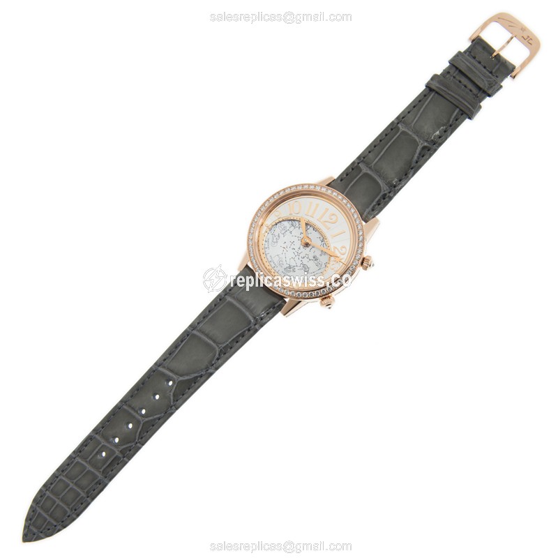 Jaeger-Lecoultre Q3482520 Rendez-Vous Replica - Automatic - 18kt Rose Gold - Diamond Dial - Grey Alligator Strap - View 2