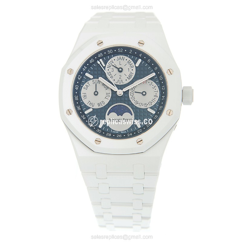 Royal Oak Replica - Audemars Piguet - Automatic - Ceramic Case - Blue Dial - White Ceramic Strap - View 2