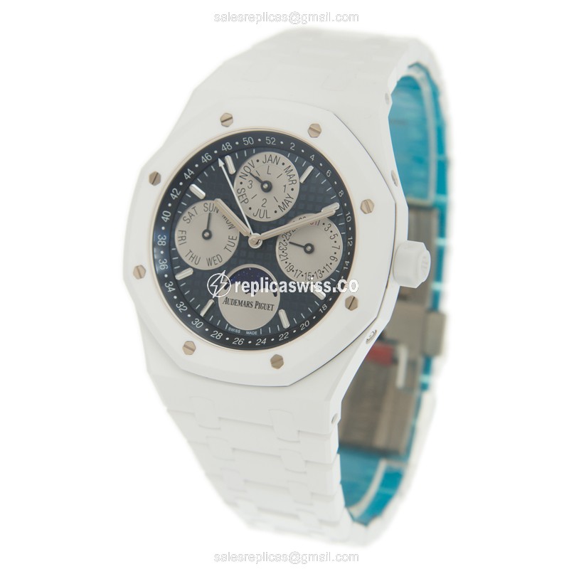 Royal Oak Replica - Audemars Piguet - Automatic - Ceramic Case - Blue Dial - White Ceramic Strap - View 3