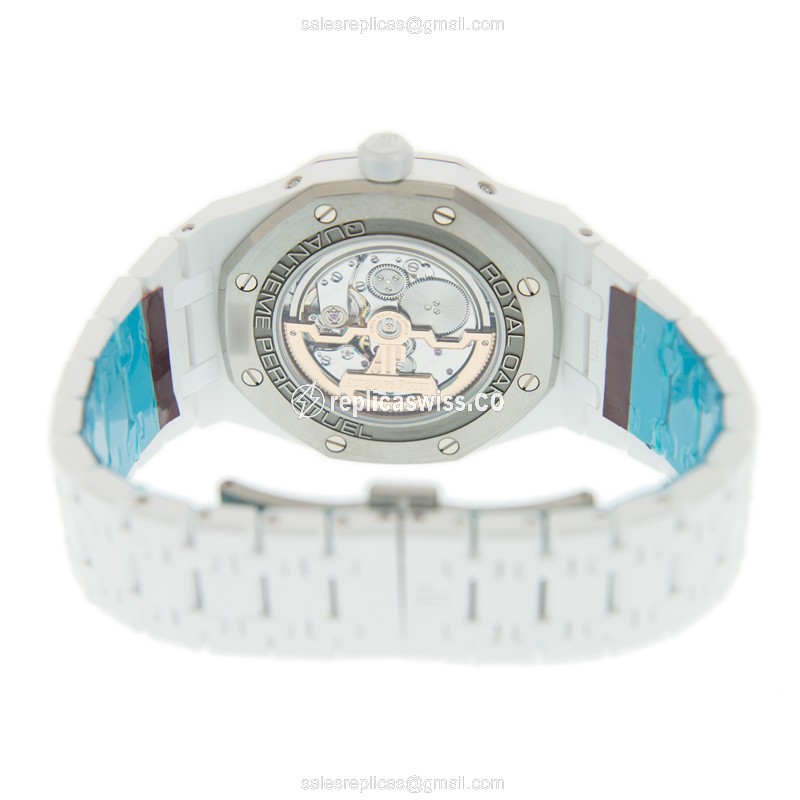 Royal Oak Replica - Audemars Piguet - Automatic - Ceramic Case - Blue Dial - White Ceramic Strap - View 4