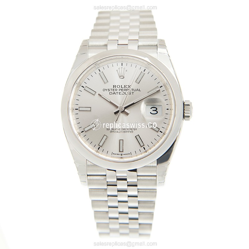Rolex DATEJUST Replica - Automatic - Silver Case - Silver Dial, Steel Clasp & Strap - View 2