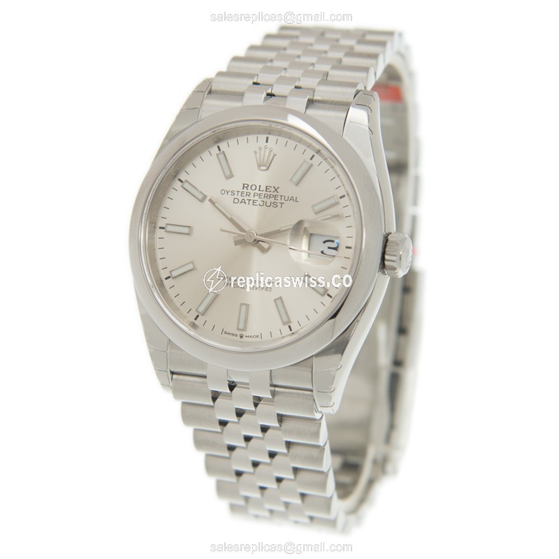 Rolex DATEJUST Replica - Automatic - Silver Case - Silver Dial, Steel Clasp & Strap - View 3