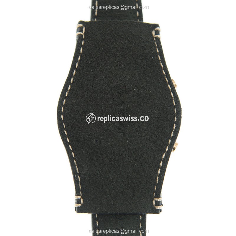 Automatic Tudor Black Bay Replica - 18kt Gold & Steel - Black Dial, Brown Leather Strap - View 3