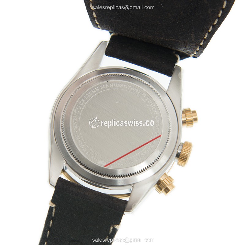 Automatic Tudor Black Bay Replica - 18kt Gold & Steel - Black Dial, Brown Leather Strap - View 4