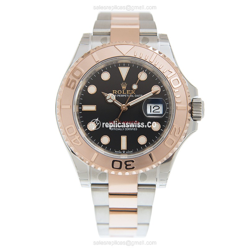 Yacht Master Replica - Automatic - 18kt Rose Gold on Steel - Black Dial - View 2