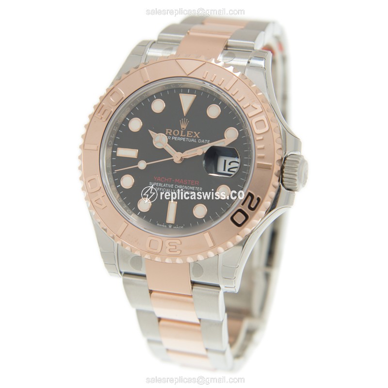 Yacht Master Replica - Automatic - 18kt Rose Gold on Steel - Black Dial - View 3