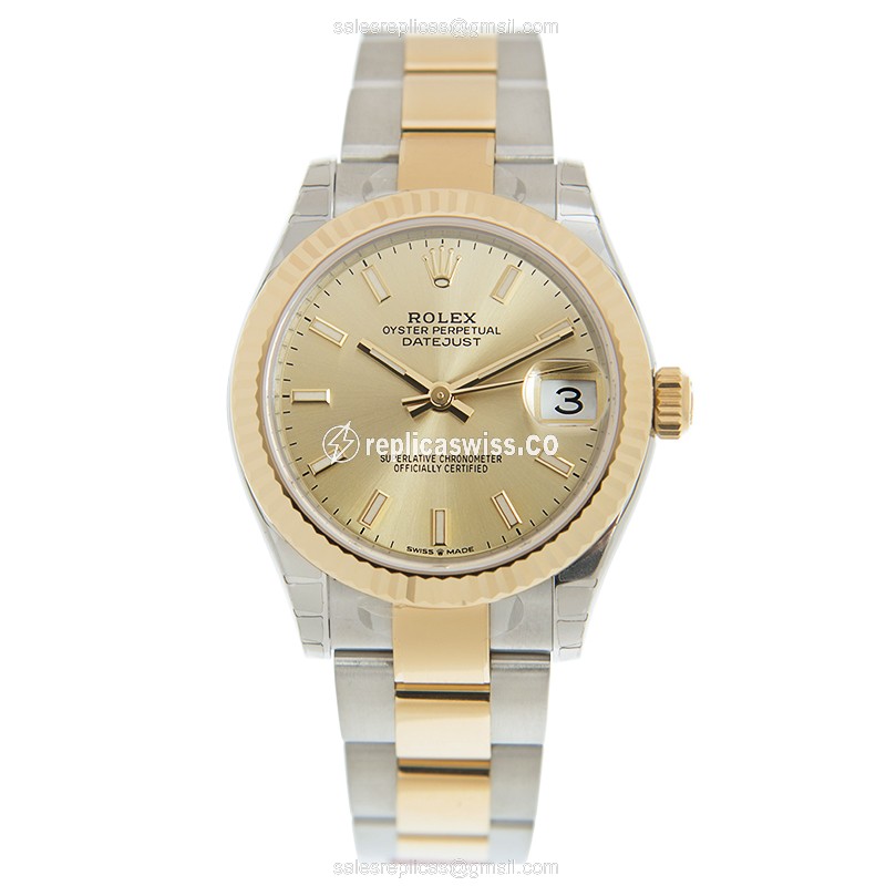 Rolex Datejust Replica - Automatic - Gold Case, Gold Strap - 18kt Gold - View 2