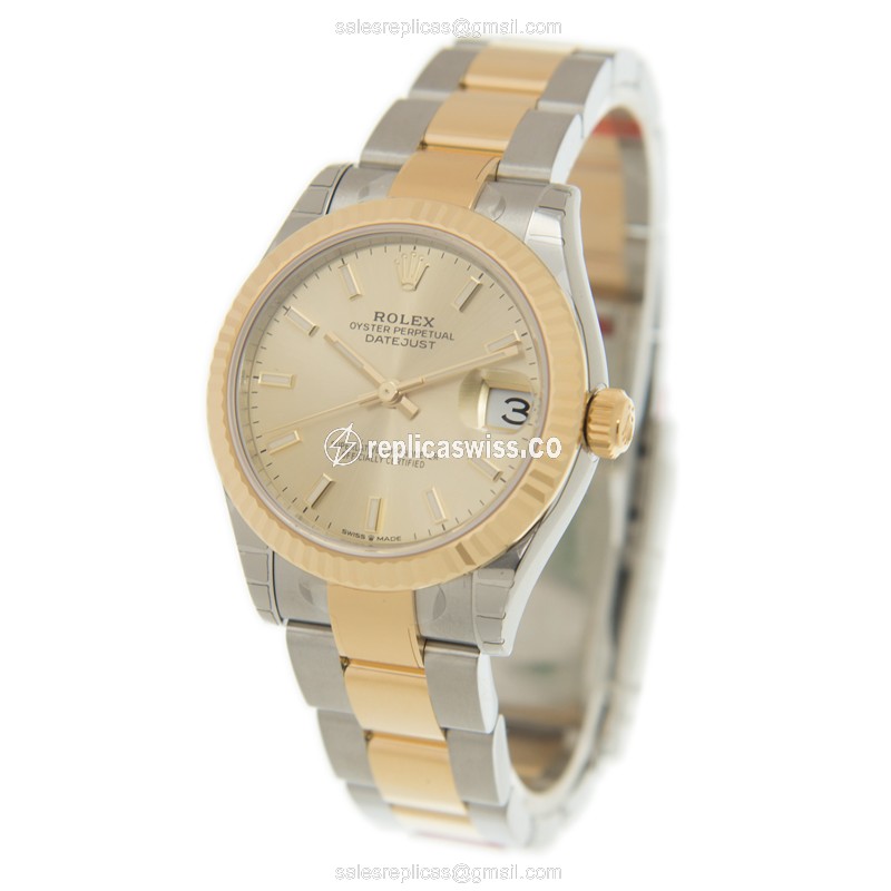 Rolex Datejust Replica - Automatic - Gold Case, Gold Strap - 18kt Gold - View 3