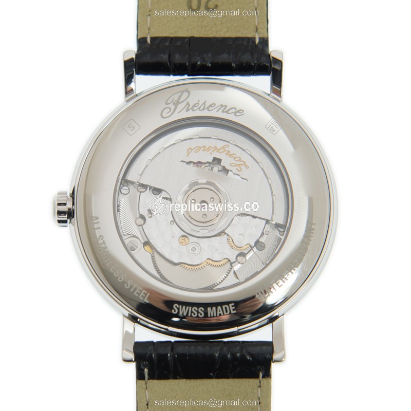 Longines Presence Replica - Automatic | Steel Case | Black Dial, Leather Strap - View 4