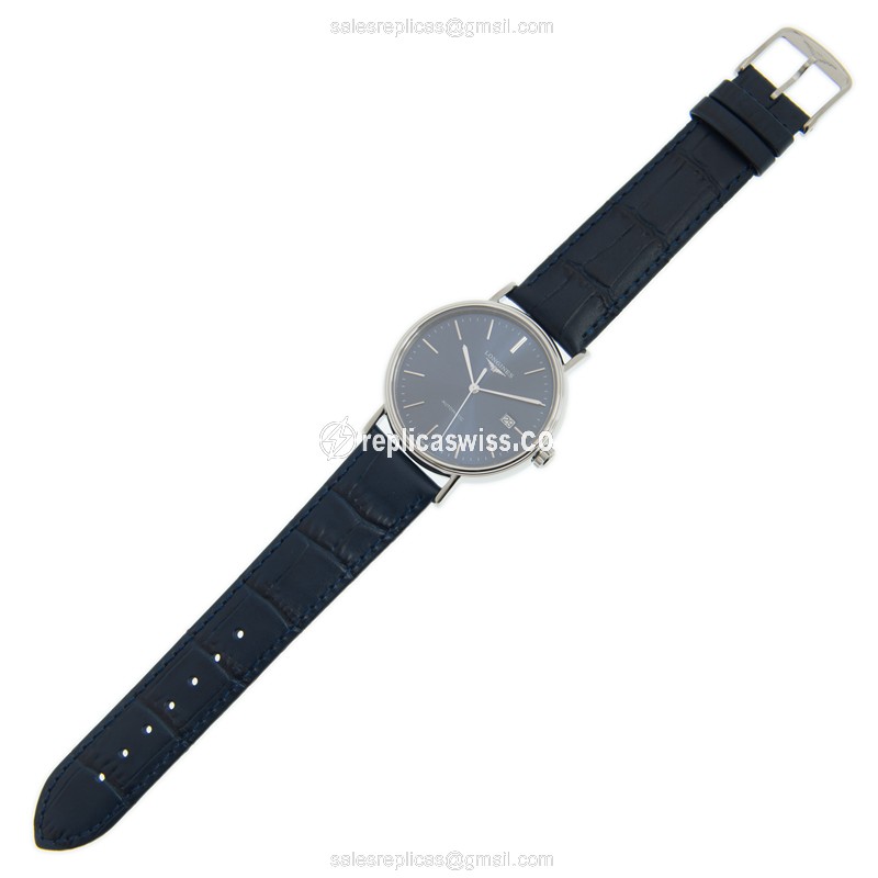 Longines Presence Replica - Automatic - Steel Case - Blue Dial, Leather Strap - View 2