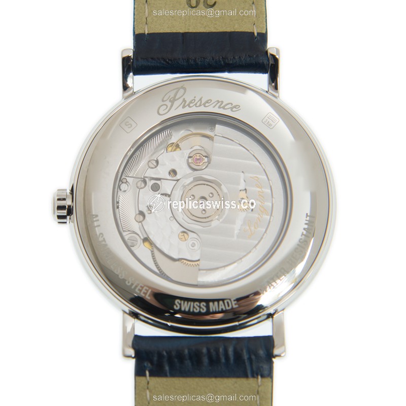 Longines Presence Replica - Automatic - Steel Case - Blue Dial, Leather Strap - View 3