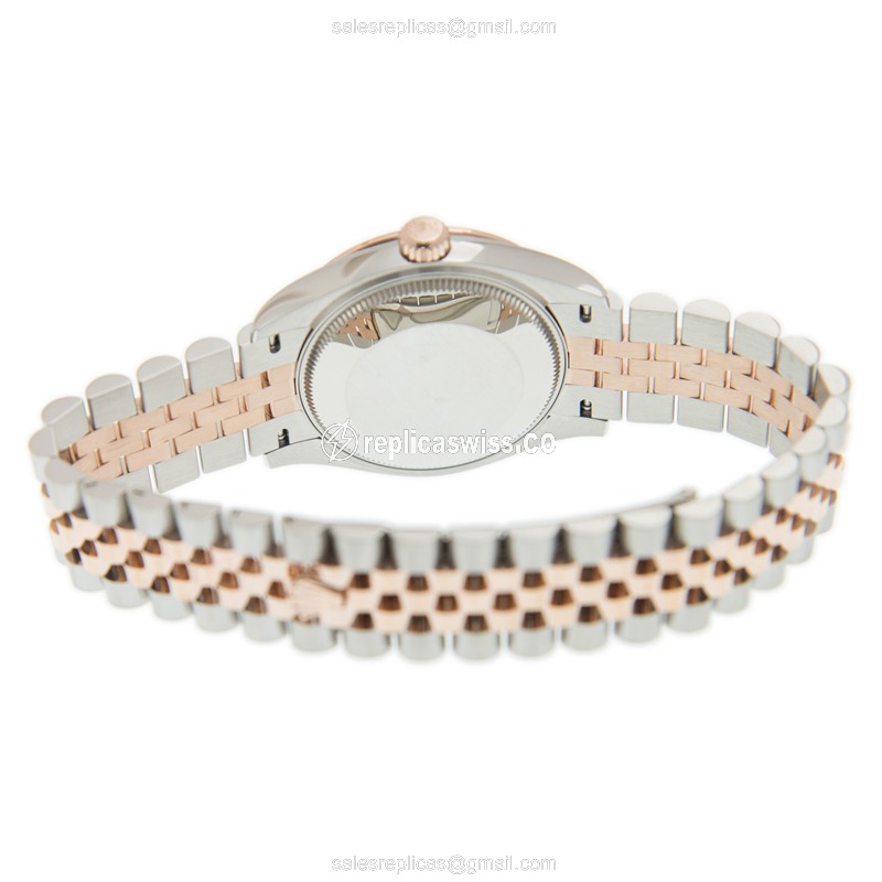 Rolex Datejust Replica: Automatic, 18kt Rose Gold/Steel, White Dial, Gold Clasp, 18kt Steel Strap - View 4