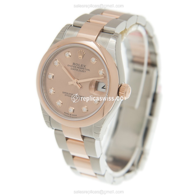 Rolex DATEJUST Replica - 18kt Gold & Steel - Automatic - Gold Dial - View 3