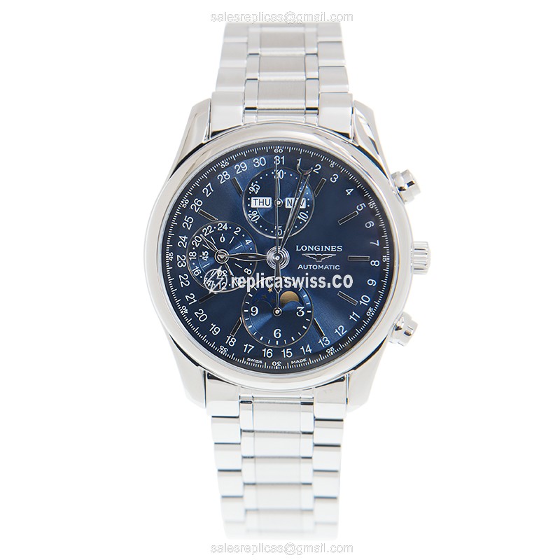 Longines L2.673.4.92.6 Replica | Automatic | Steel Case, Blue Dial | Silver Steel Clasp - View 2