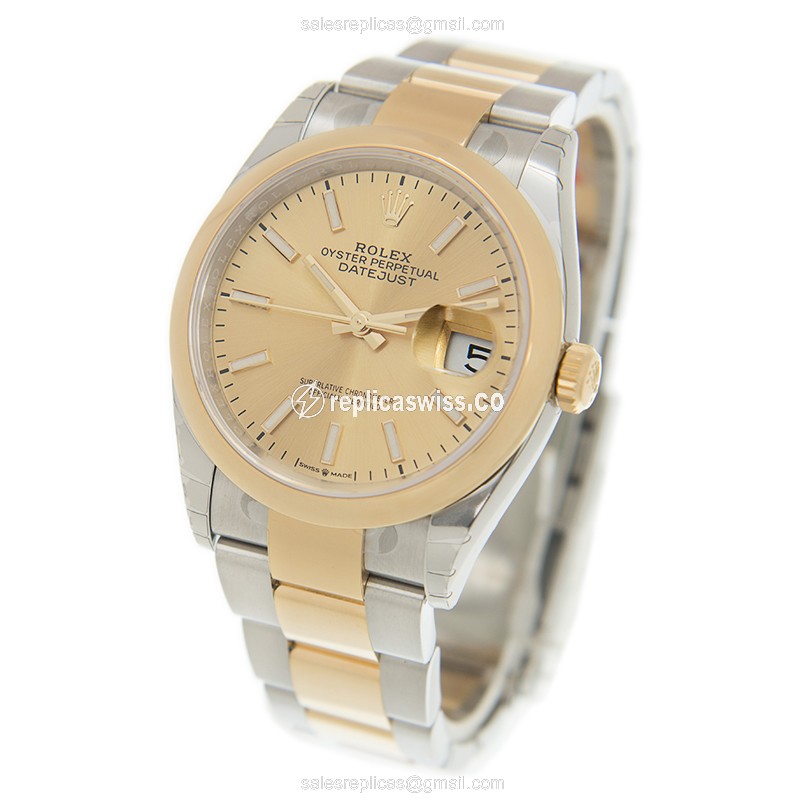 Rolex Datejust Replica - Automatic - 18kt Gold & Steel - Gold Dial, Gold Clasp - View 3