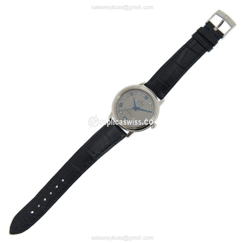 Omega De Ville Replica - Auto - Steel - Gray - Blue Leather - View 2